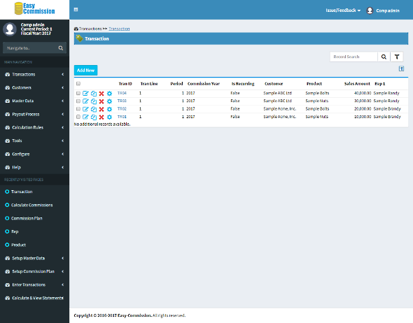 Transaction List Page