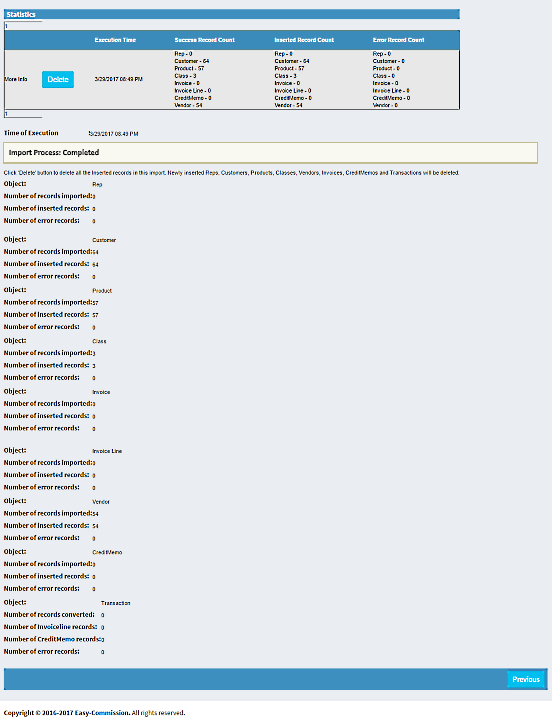 Imported Statistics Information