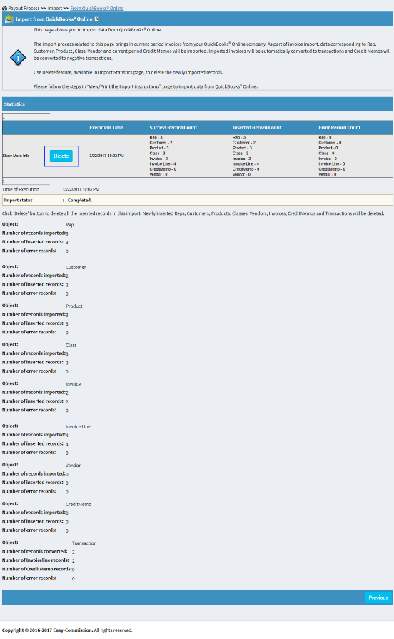 Imported Statistics Information